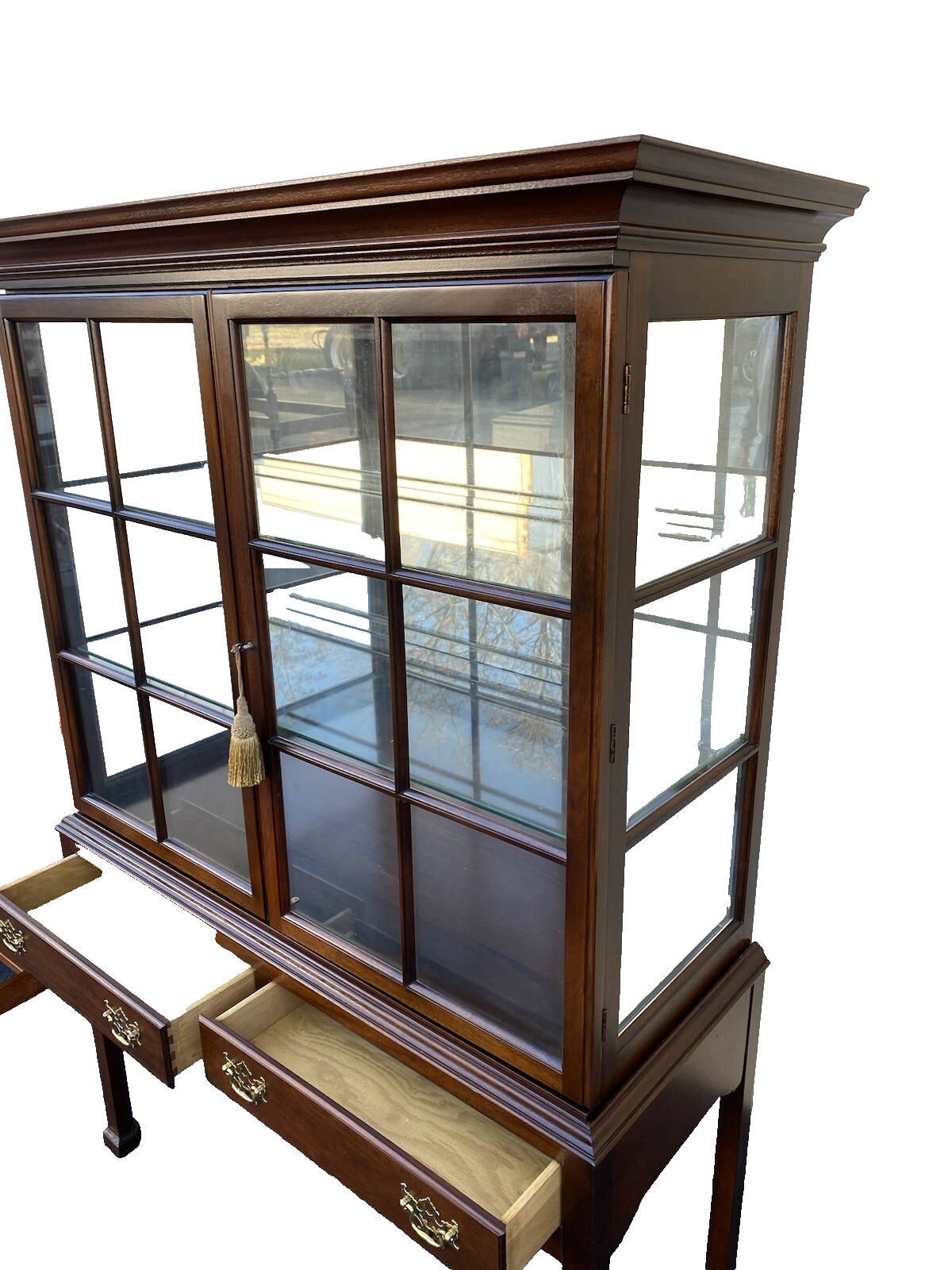 64966 Quality 2 piece Lighted Curio Cabinet China Cabinet w/ Drawers
