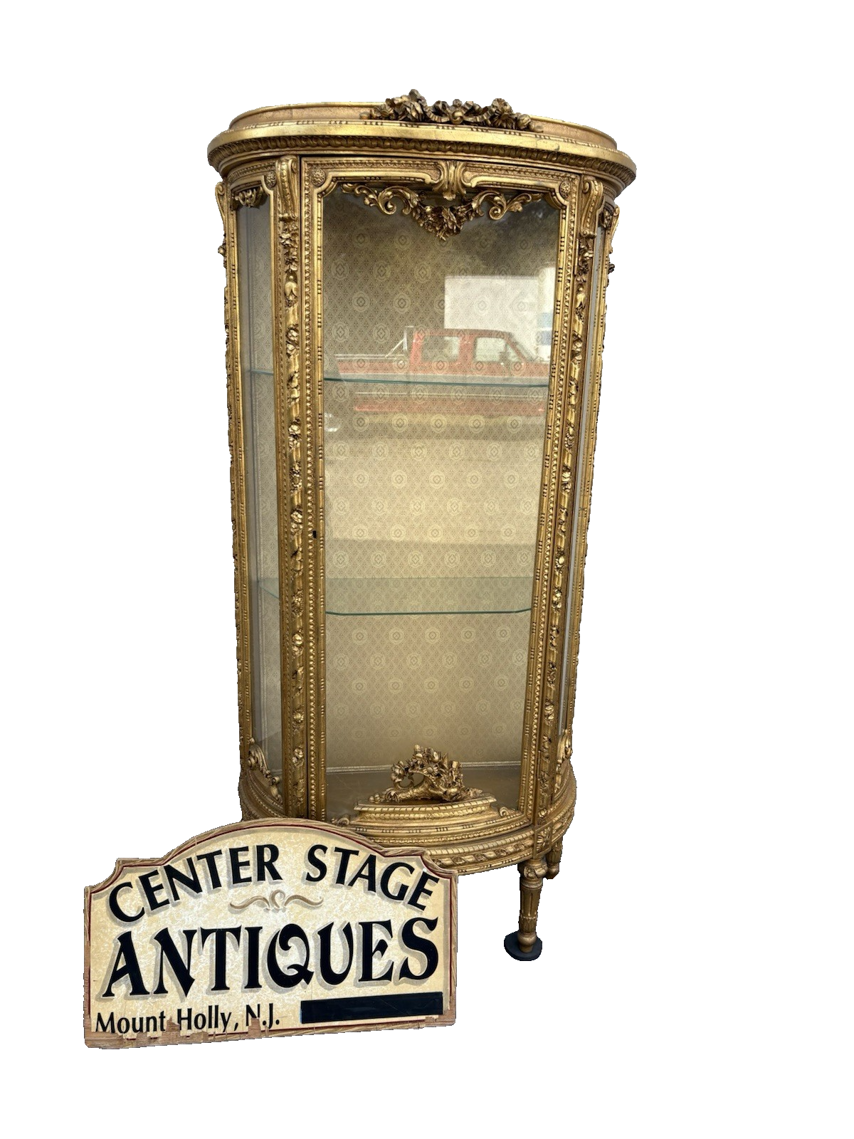 67024 Decorator Gold Bow Glass Curio Cabinet Etergie