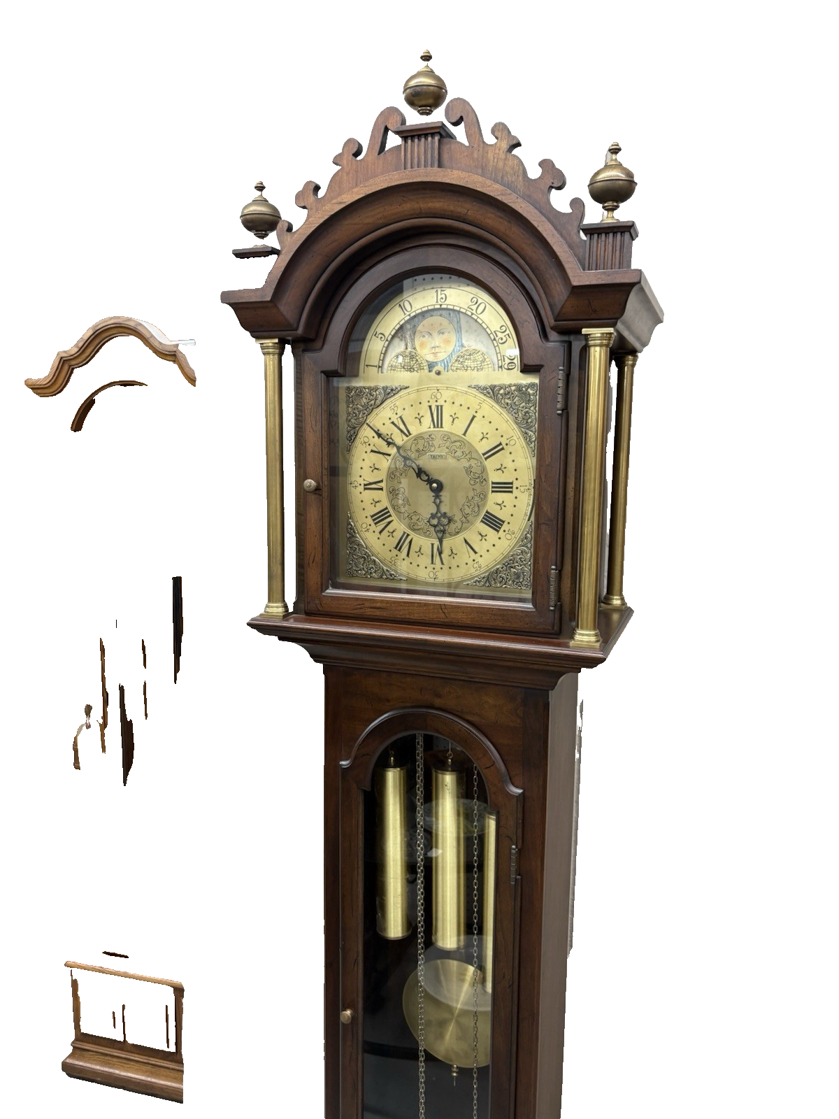 57046 TREND Mahogany Grandfather Clock Good Working Condition.