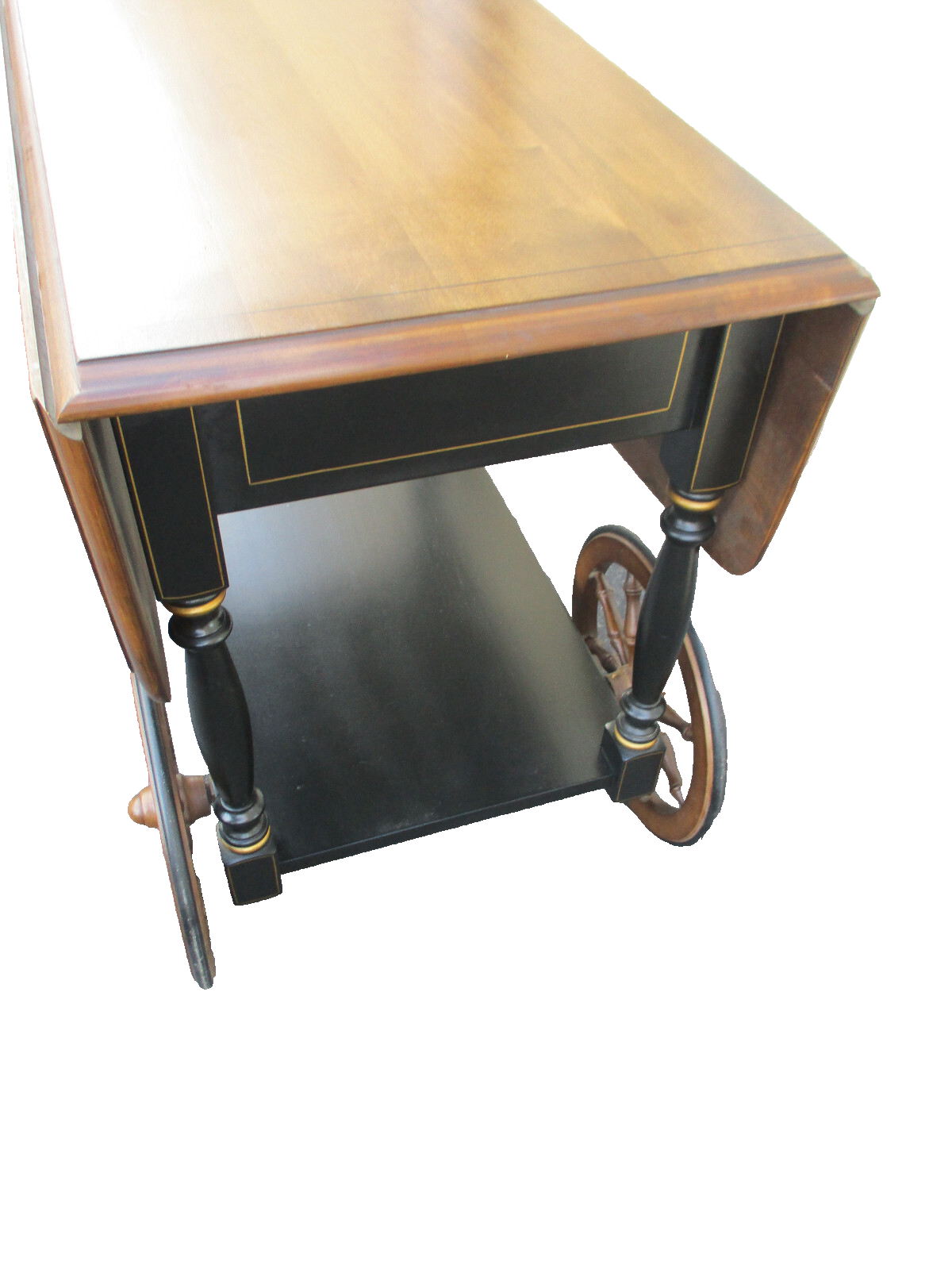 64308 Stenciled Solid Maple Tea Cart Bar Cart with Wheels