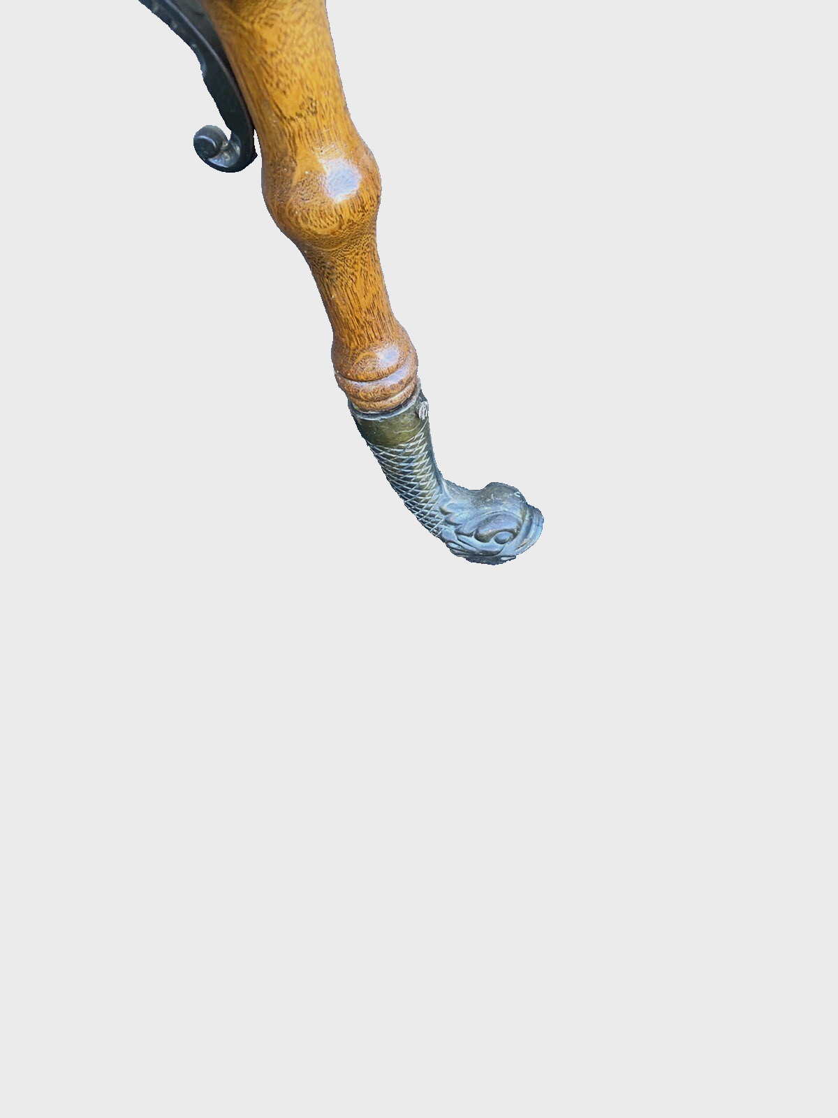 65163 Antique Victorian Oak Lamp Table Stand with Figural brass Feet