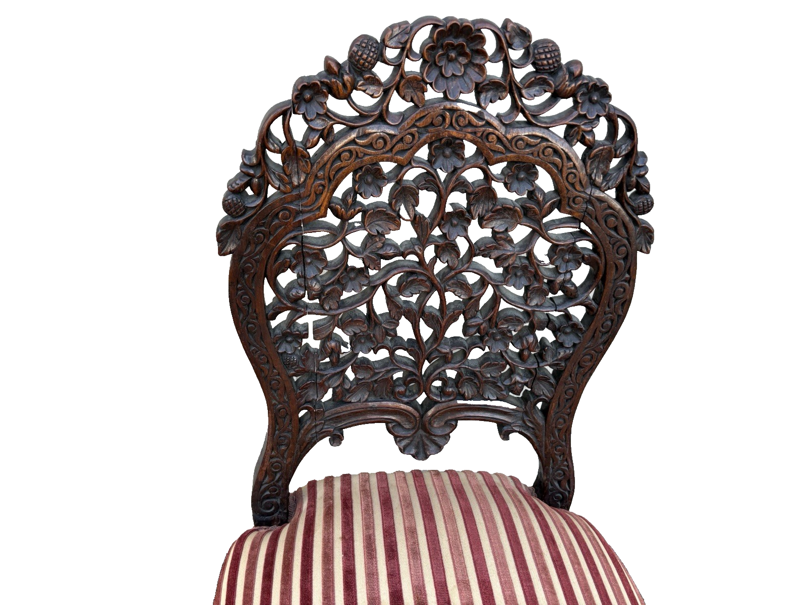 00001 ANTIQUE Oriental Hand carved Side Chair