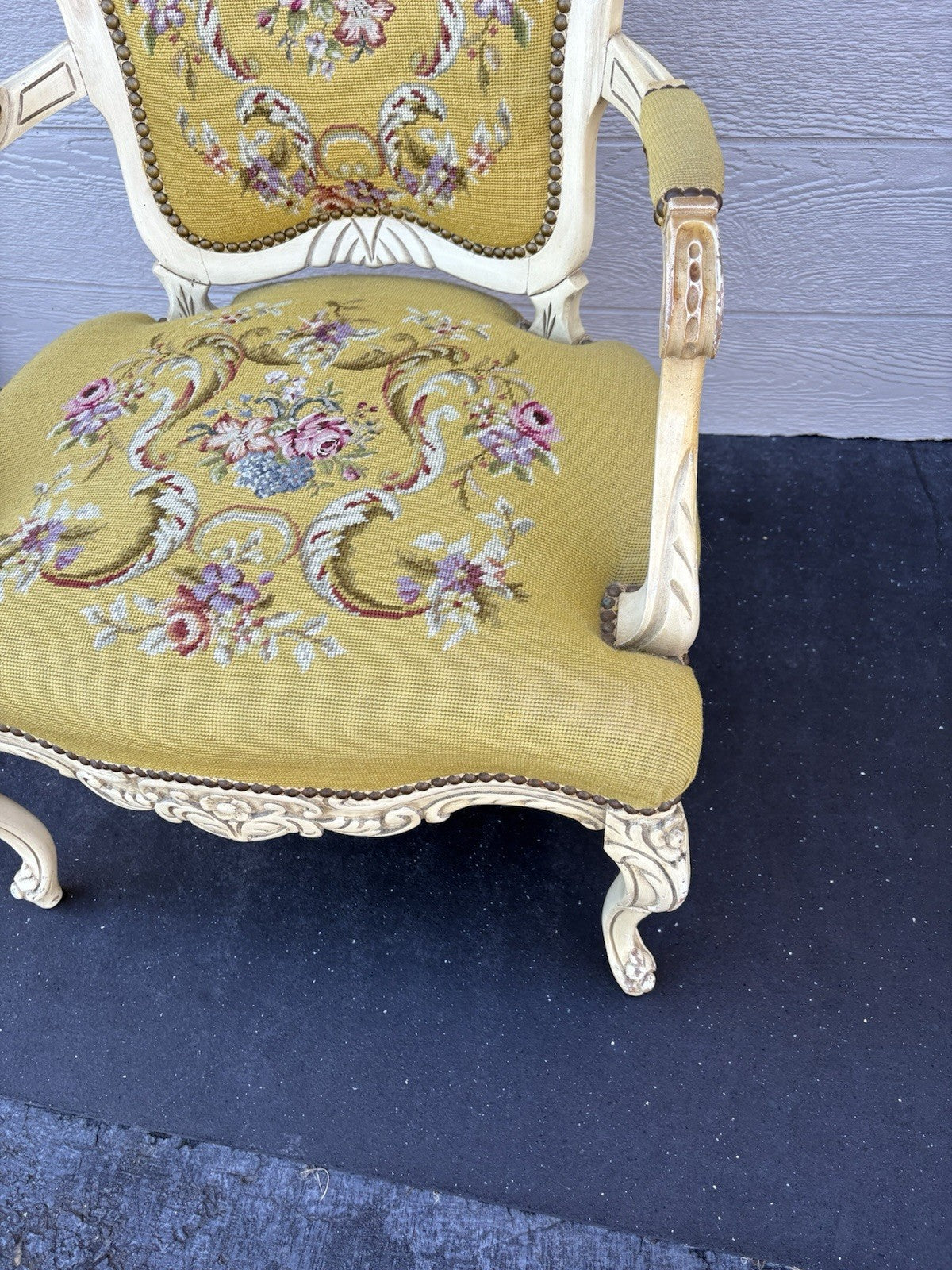 61829  Quality Floral Needlepoint Armchair Chair