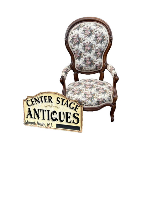 00001 Antique Victorian Walnut Armchair Chair