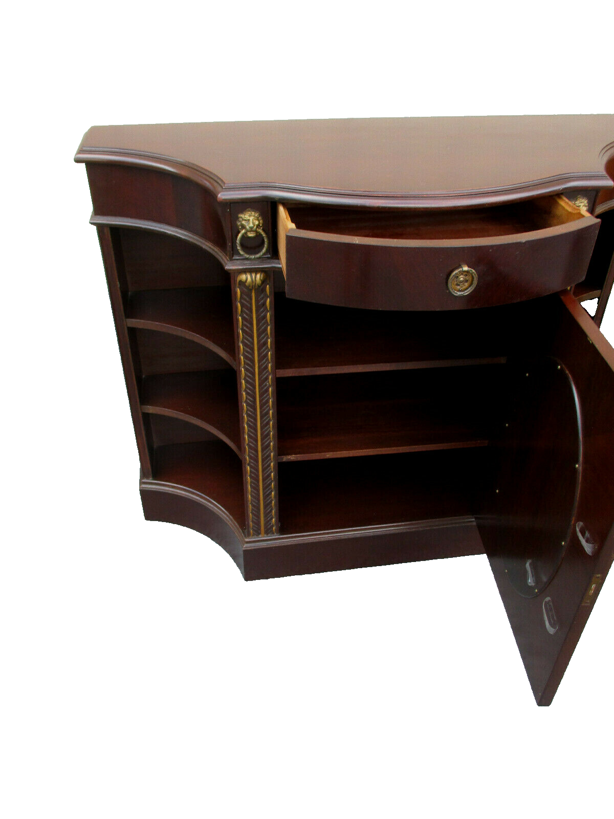 62447 Mahogany Credenza Sideboard Server Cabinet with Gold Mirrored Insert