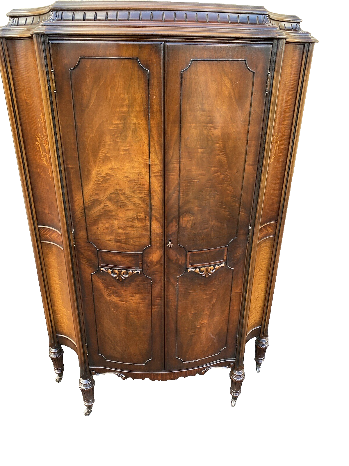 64922 Inlaid Walnut Chifferobe High Chest Dresser