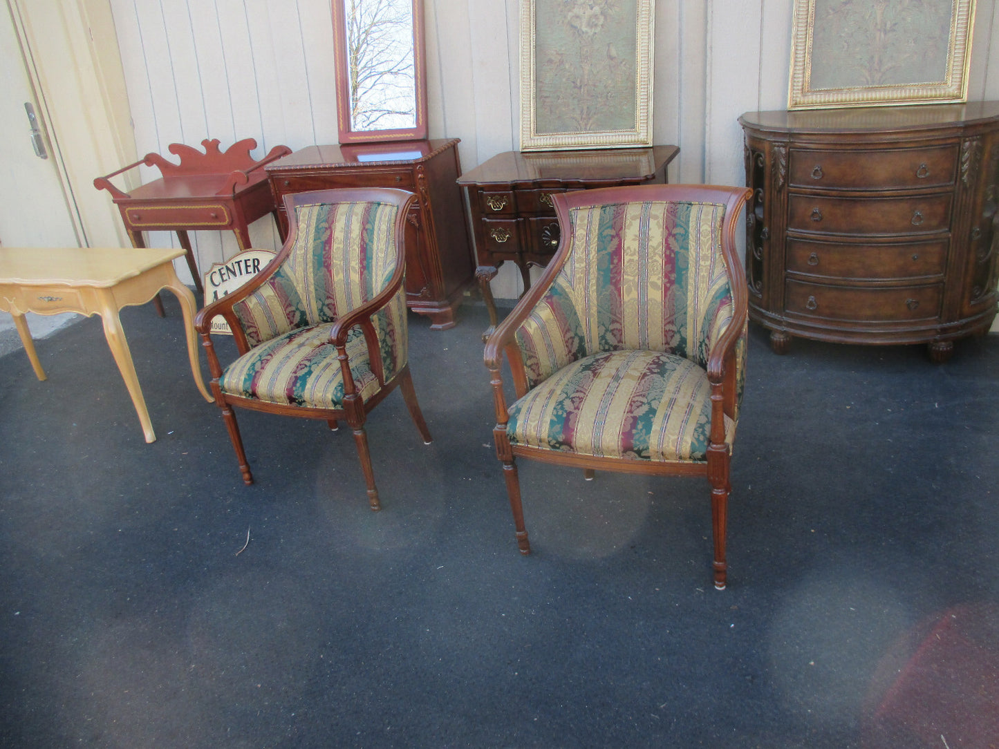 63337 Inlaid Bow Glass Curio China Cabinet