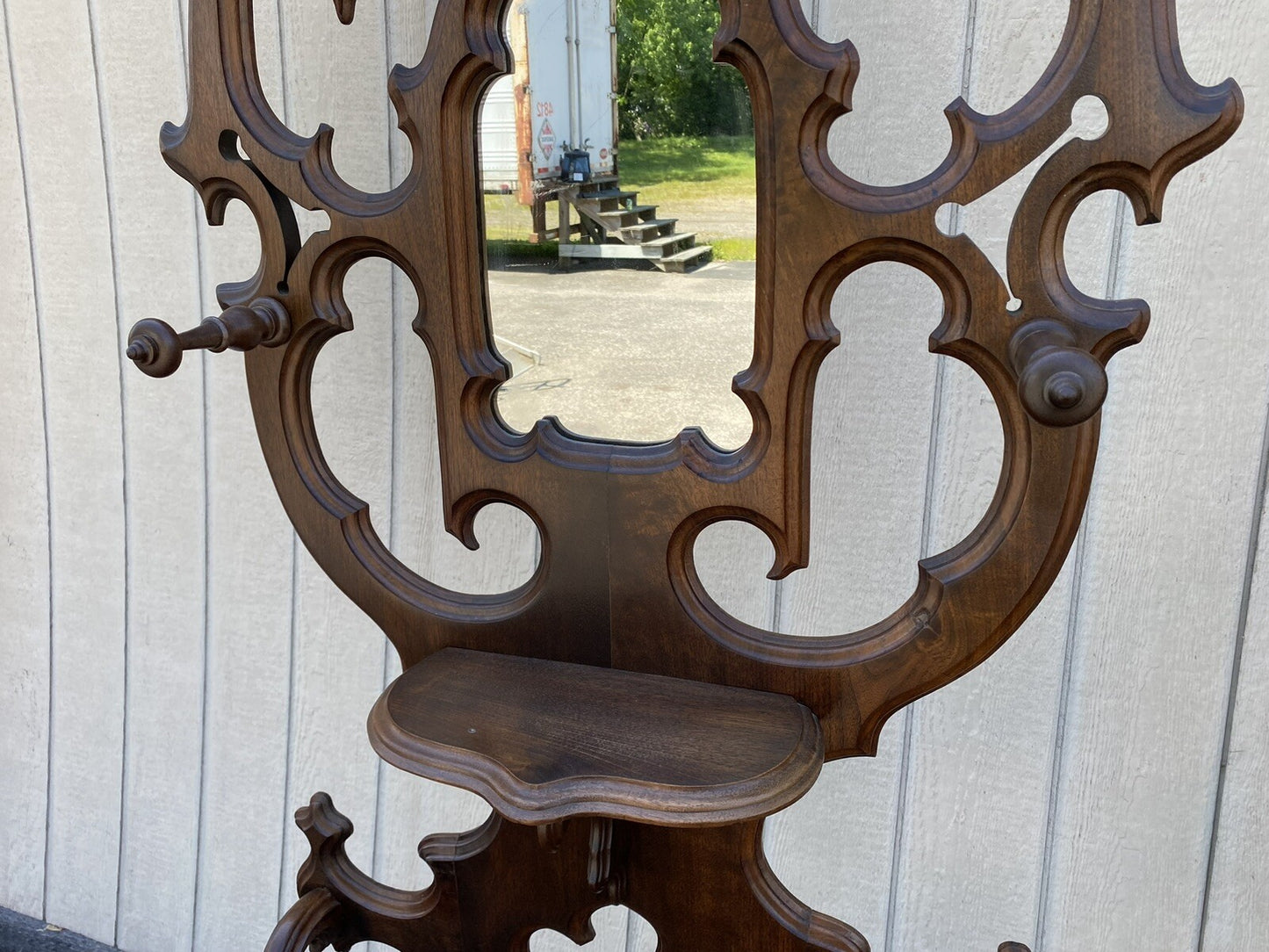 64495 Antique Gothic Victorian Hall Tree Hat rack Umbrella Stand