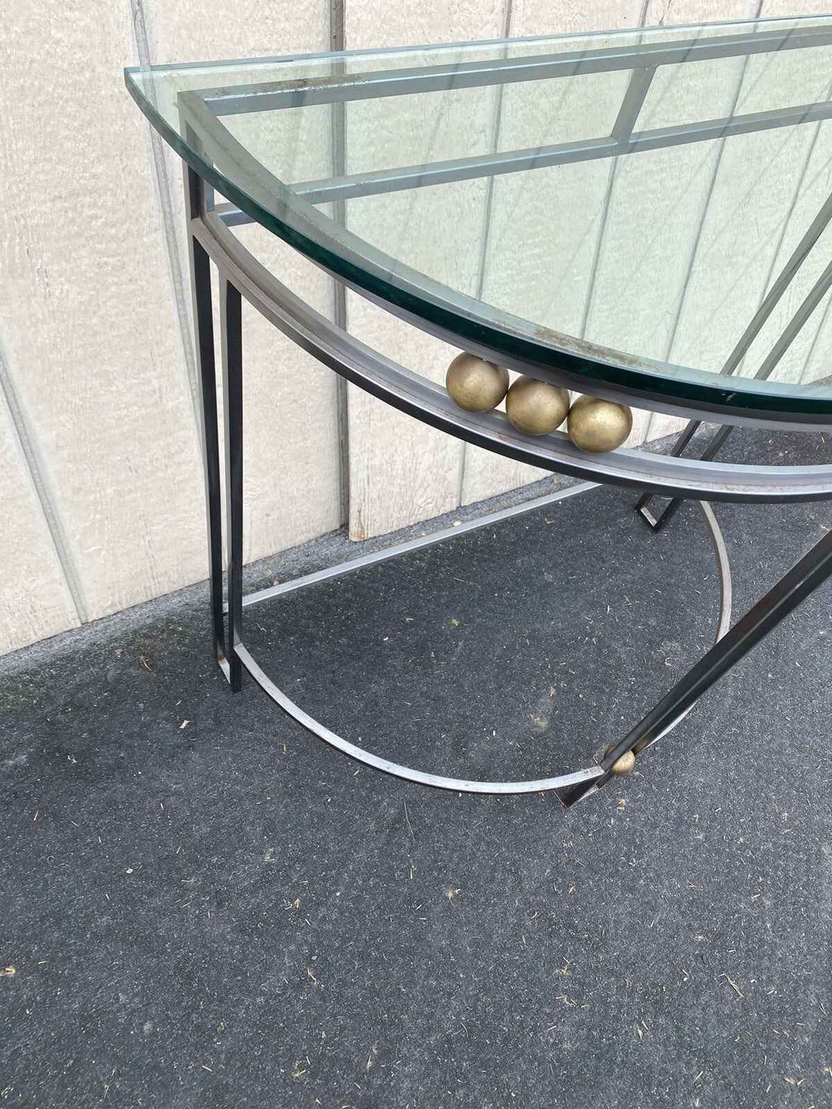 65275 Glass Top Iron Console Table Stand