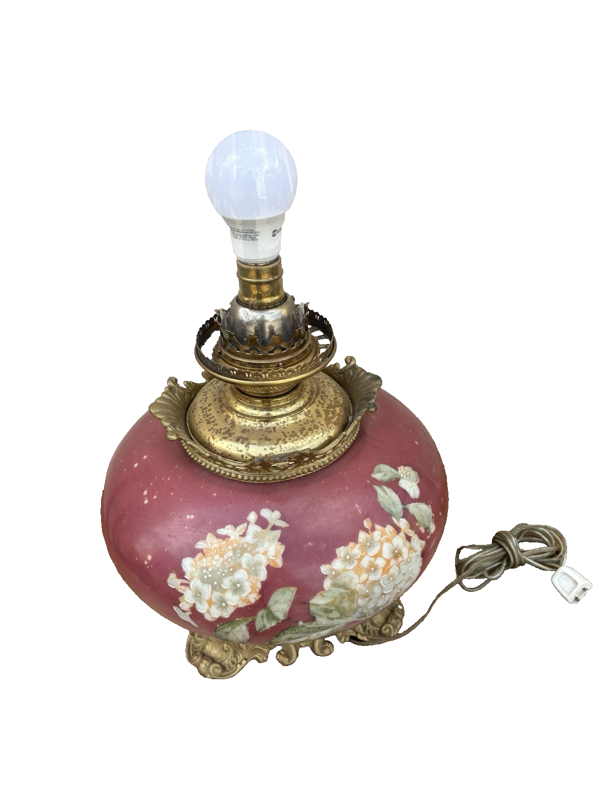 66594  Antique Gone With The Wind Electrified Oil Lamp