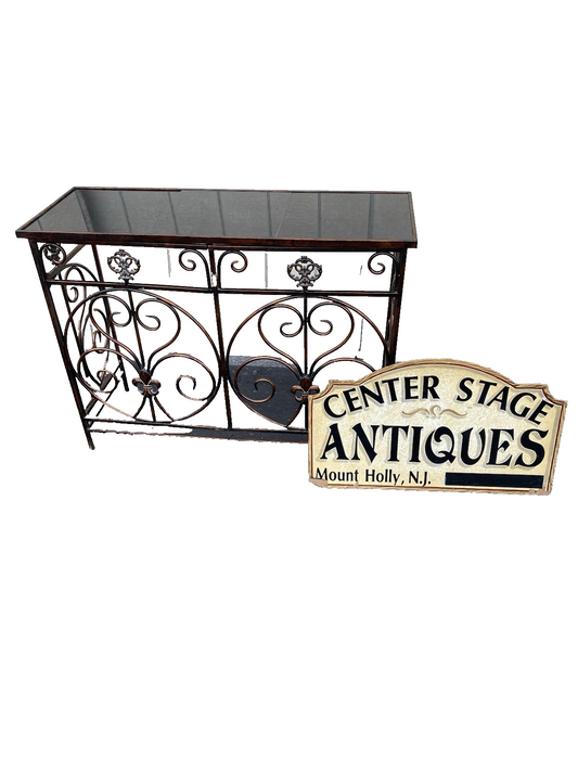 66146 Metal Console Hall Table Stand with Tile Top
