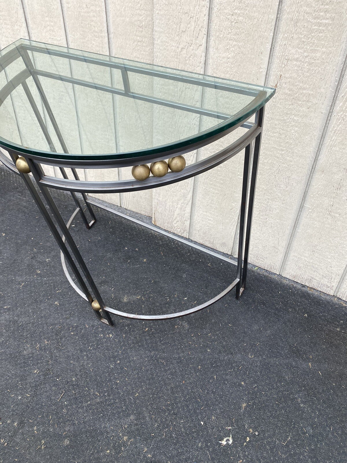 65275 Glass Top Iron Console Table Stand