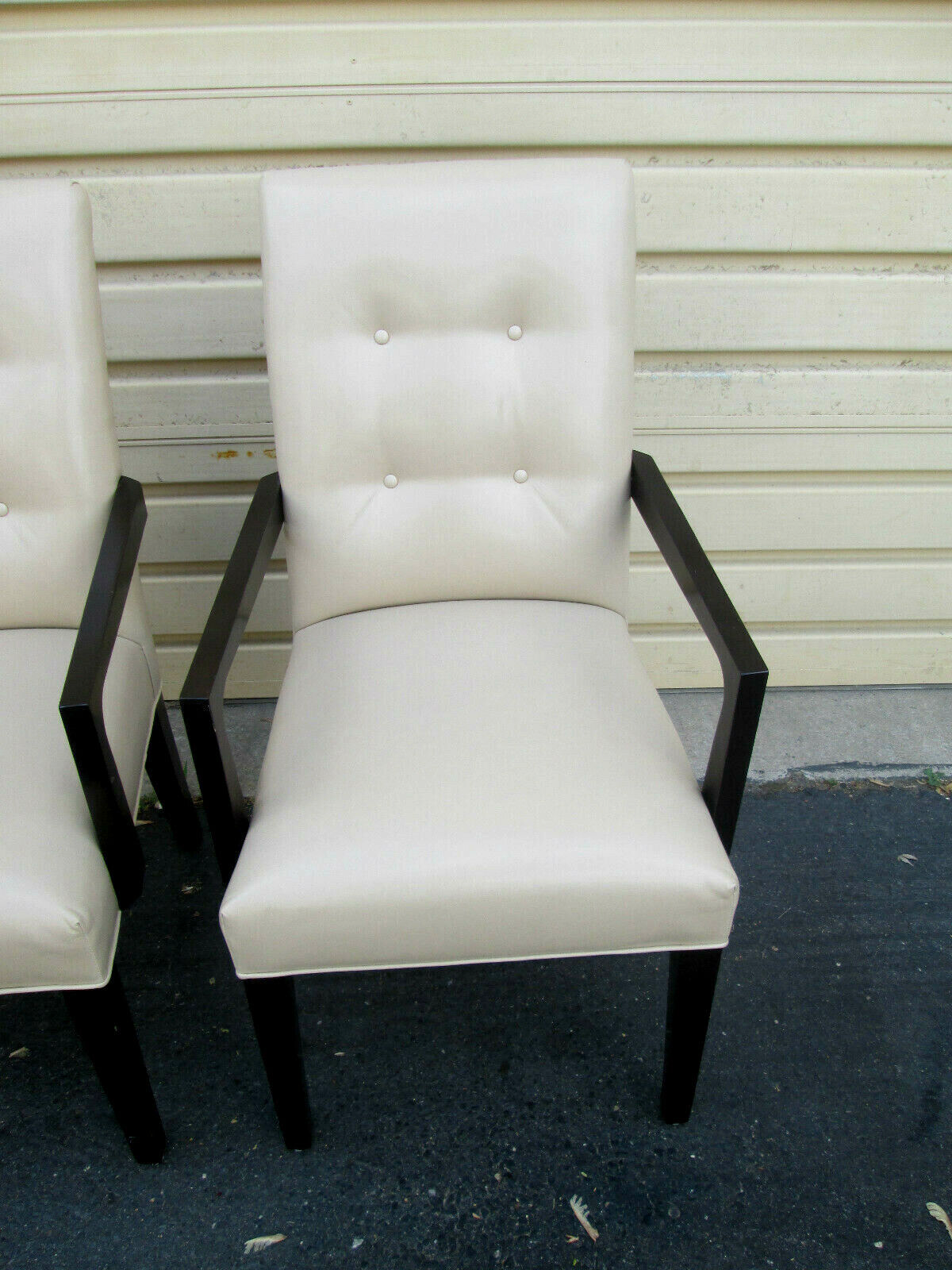 55577 SET OF 4 LEATHER? BERGERE OFFICE DINING CHAIR S ARMCHAIR S