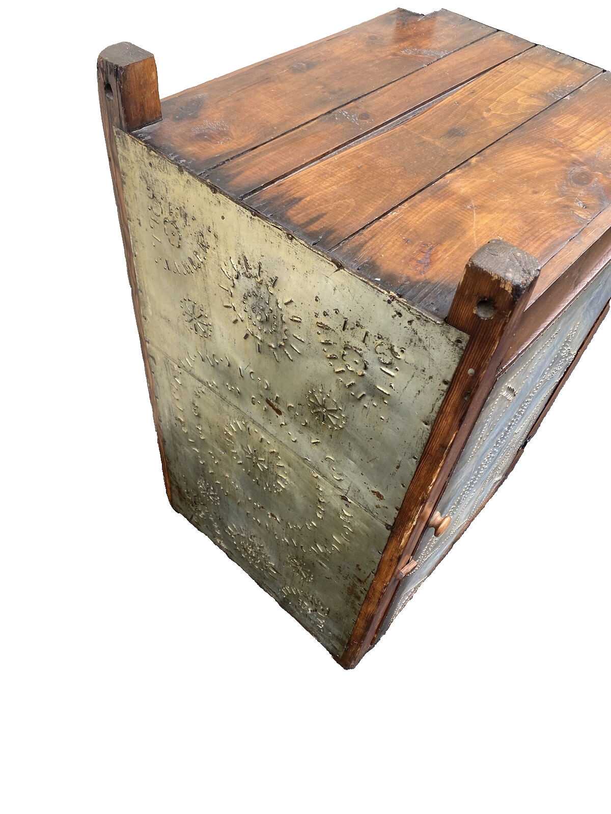 64589 Antique Pie Safe Punched Tin Horse Design