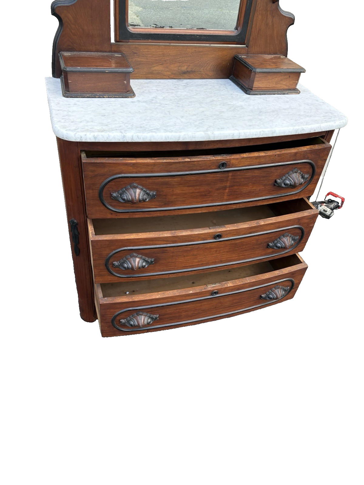 66669  Antique Victorian Marble Top Dresser with Mirror