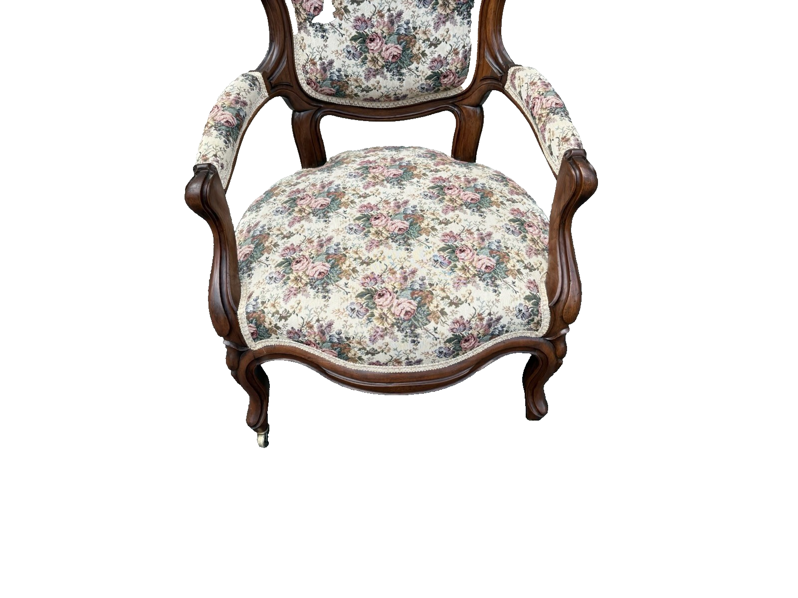00001 Antique Victorian Walnut Armchair Chair