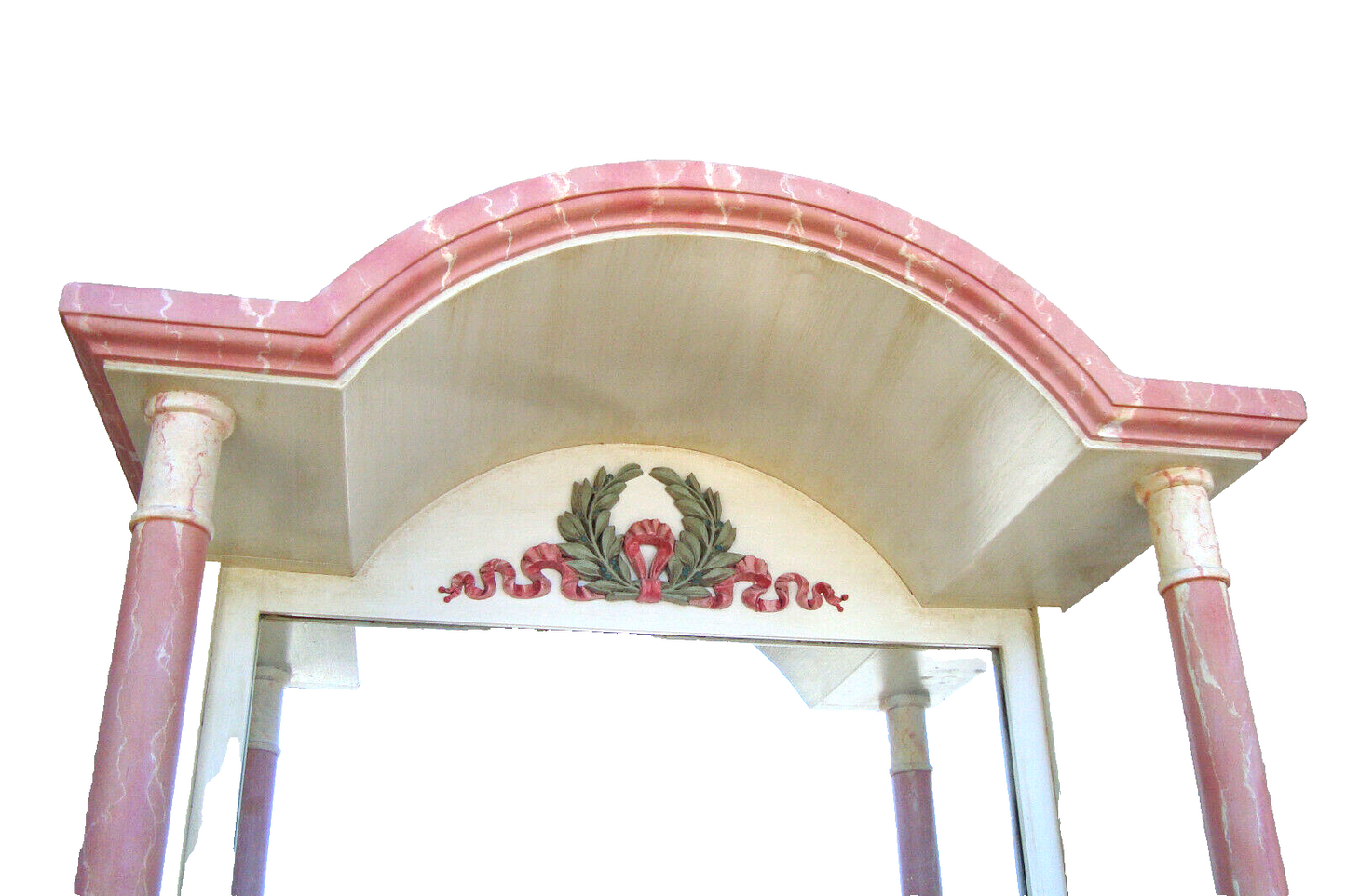 57980 Custom Faux Painted Wood Bookcase Curio Cabinet with Mirror