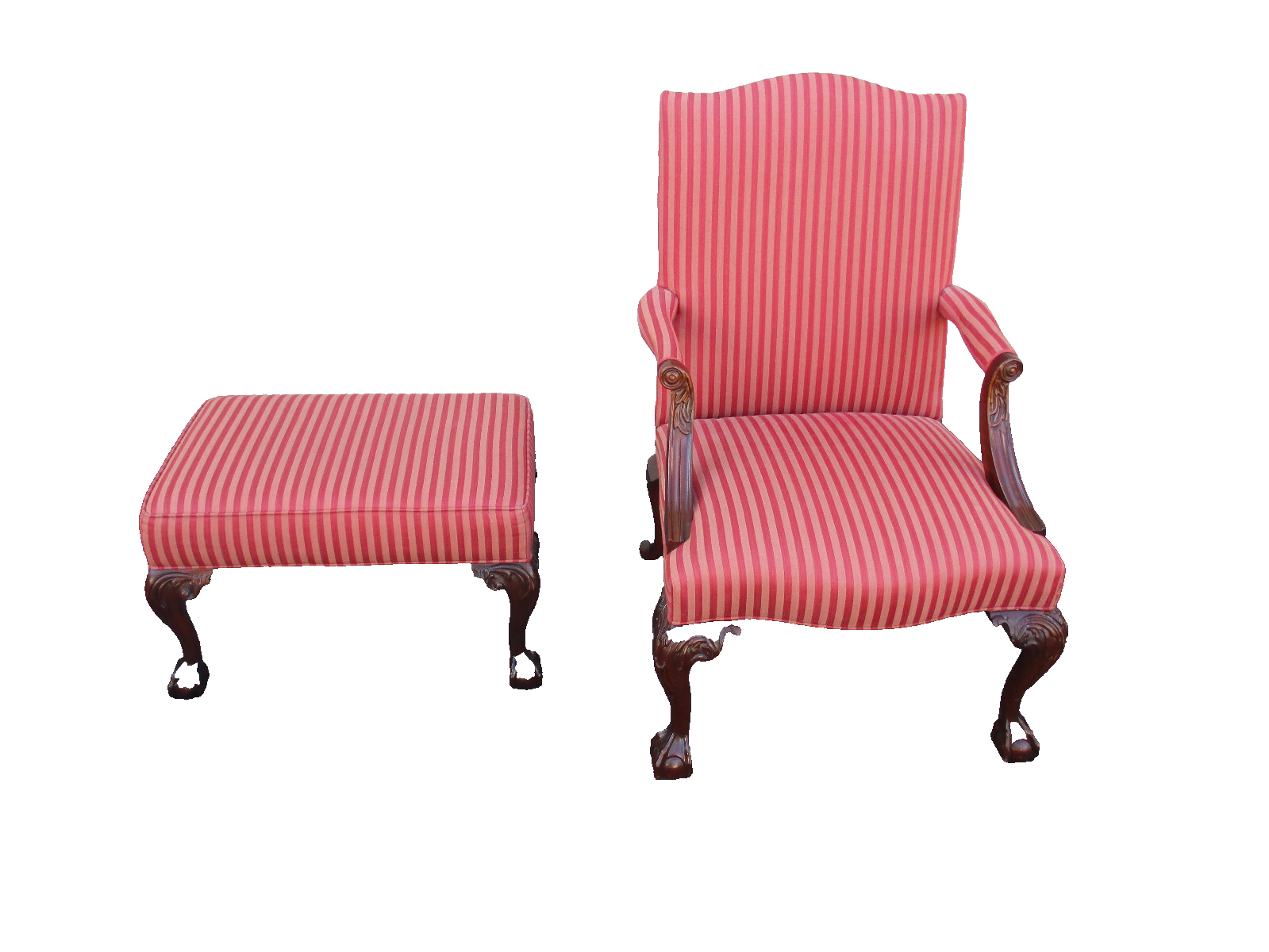 63798 SOUTHWOOD Chipppendale Armchair w/ Foot Stool Bench Ottoman