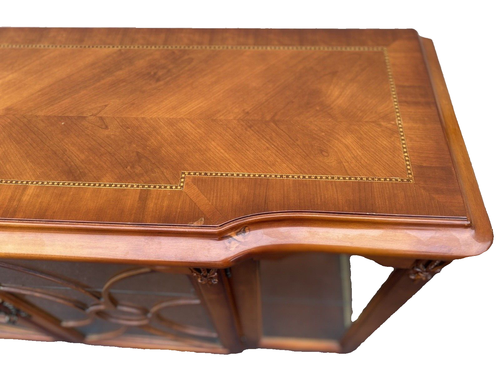 64779 Inlaid Cherry Curio Console Sideboard