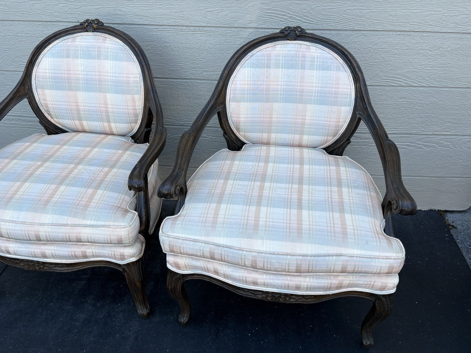 58515  Pair French Country Bergere Armchair Chairs