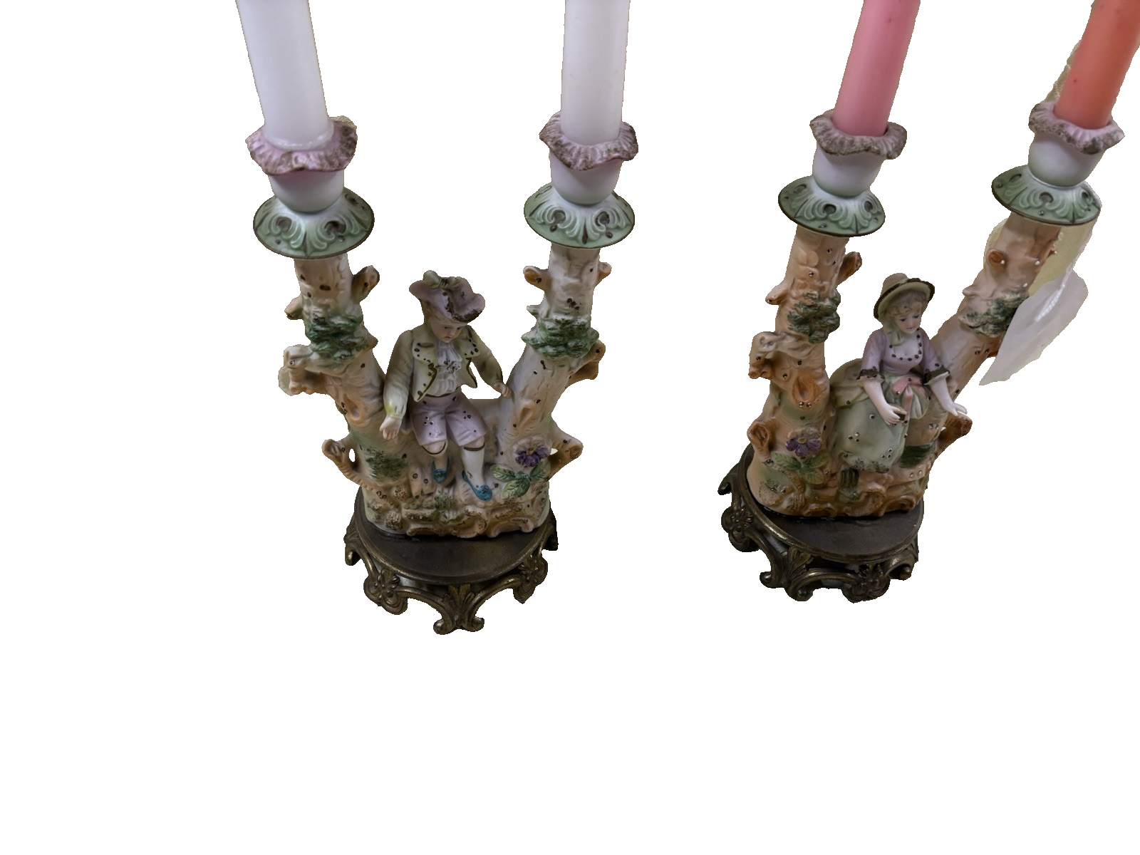 COL 01:       Pair Bisque Candelabra Figures