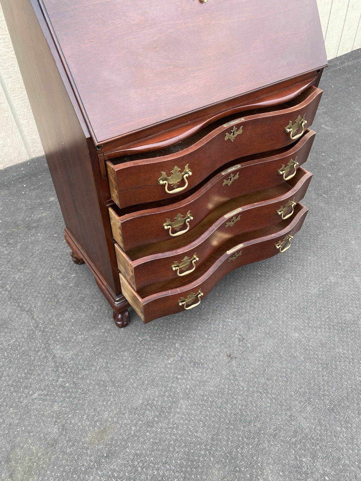 66491 JASPER Furniture Bubble Glass Secretary Desk w/ Bookcase Top