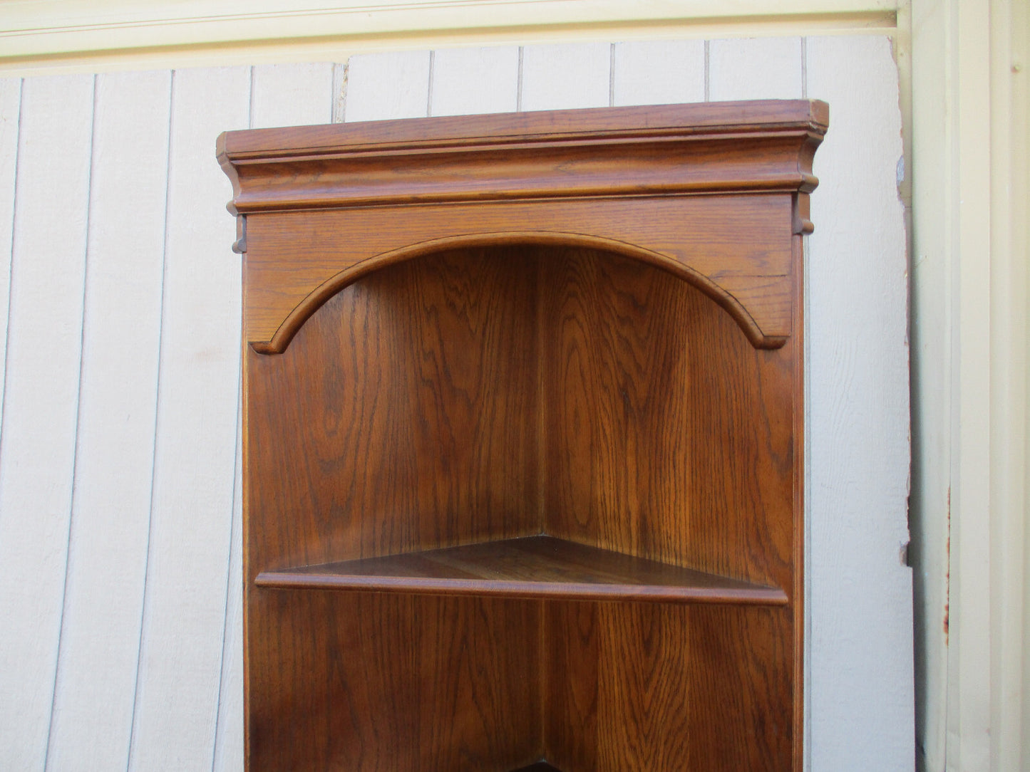 64338 Oak Corner Bookcase China Cabinet Curio with drawer