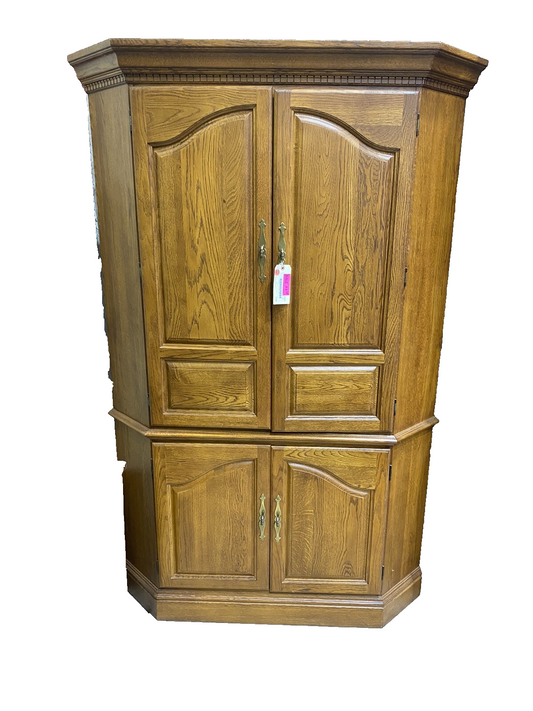 62857 Oak Corner Cabinet Television Stand Entertainment Cabinet