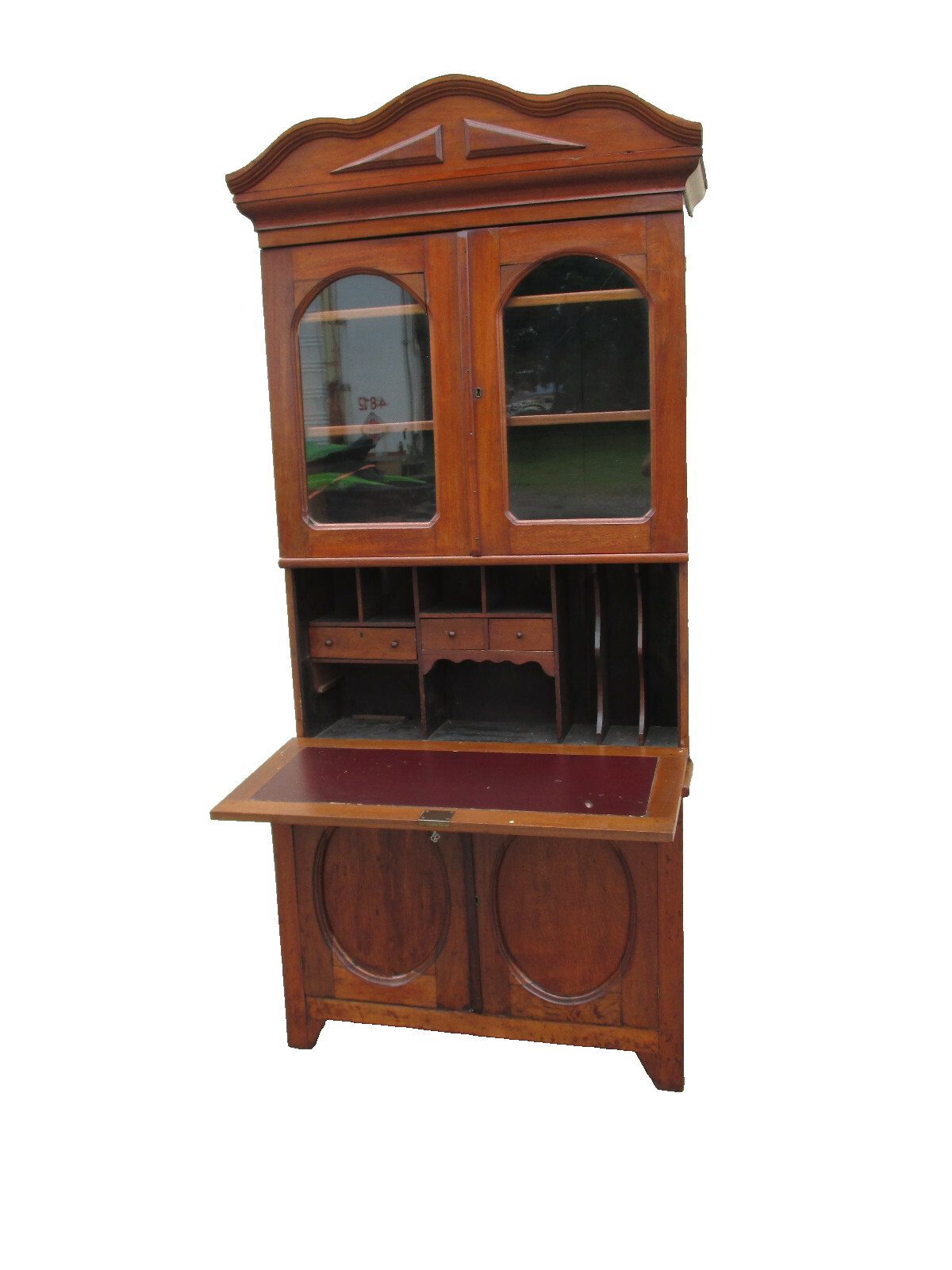 62385   Antique Victorian 2 pc Secretary Desk w/ Bookcase Top