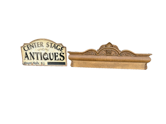 66918   Antique Victorian Oak Hand Carved Backsplash with Lion Head