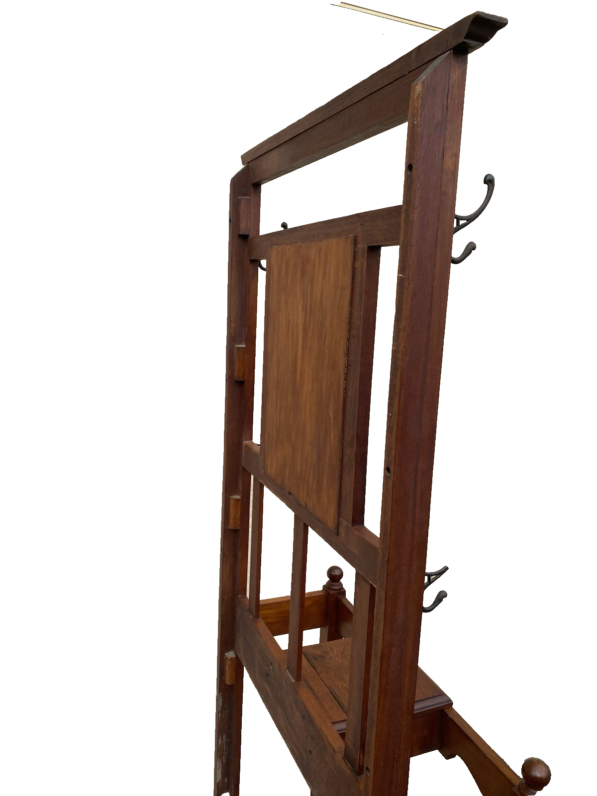 66600 Antique Victorian Hat Rack Hallseat w/ Mirror + Umbrella Stand