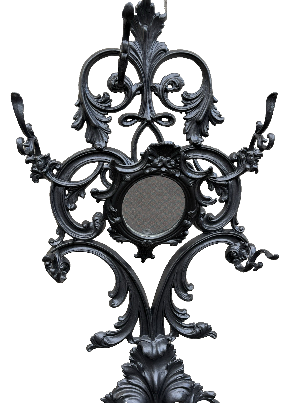 67150 Antique Victorian Cast iron Hat Rall With Mirror and Umbrella holders