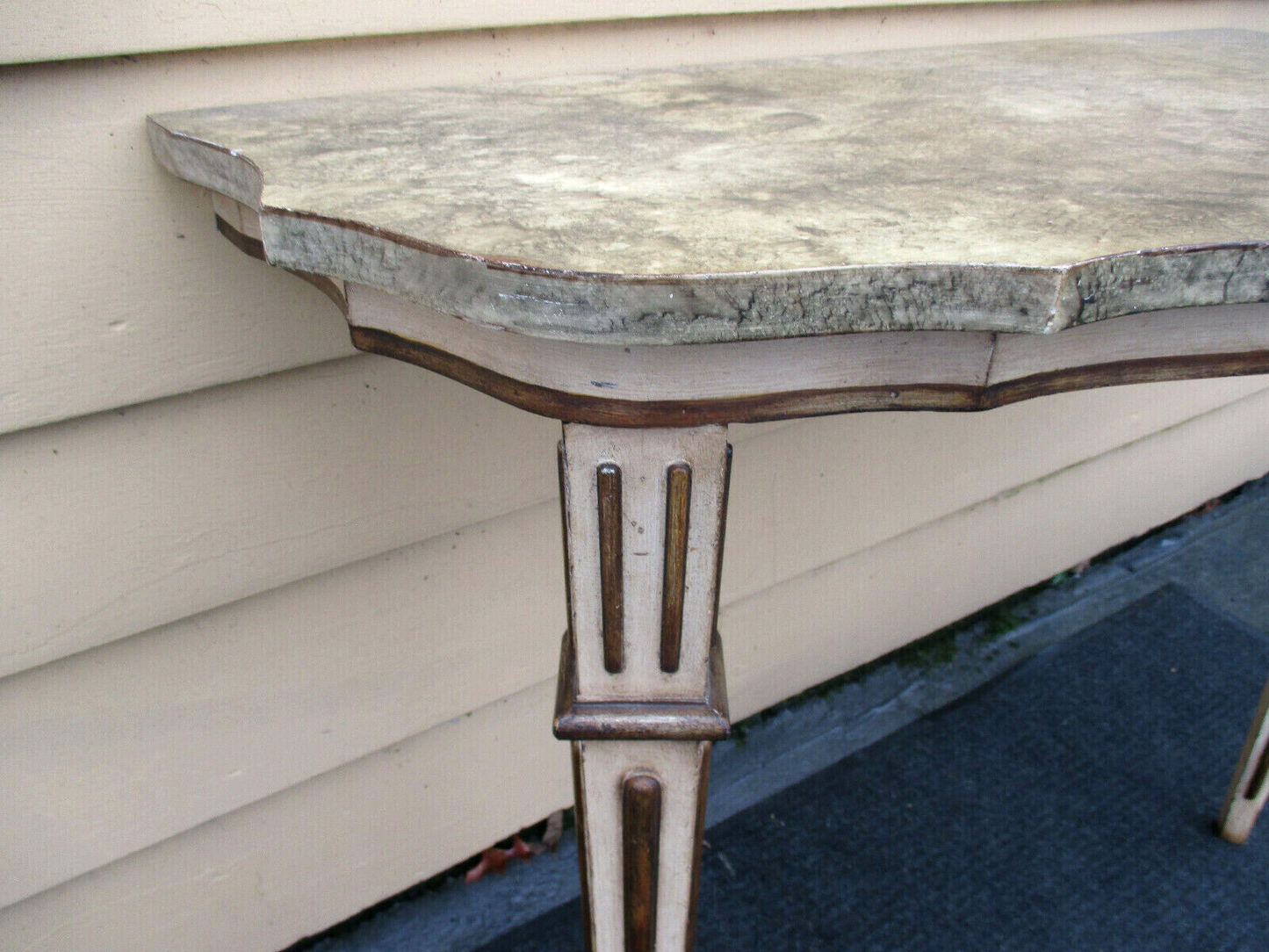 52535 Mid Century WOOD  Decorator Console Wall Table Stand