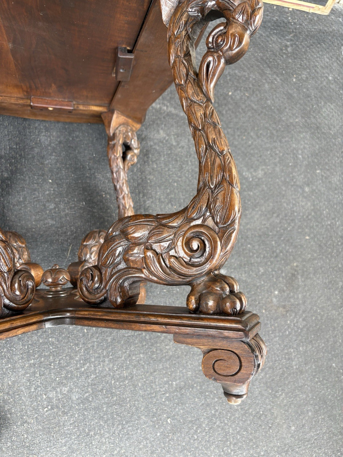 66801    RARE Custom made  Antique Figural CHERUB Tray Top Coffee Table Stand