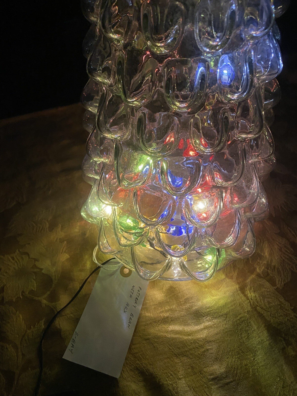 BP  WW:     POTTERY BARN Glass Christmas Tree w/ Lights and Original Box