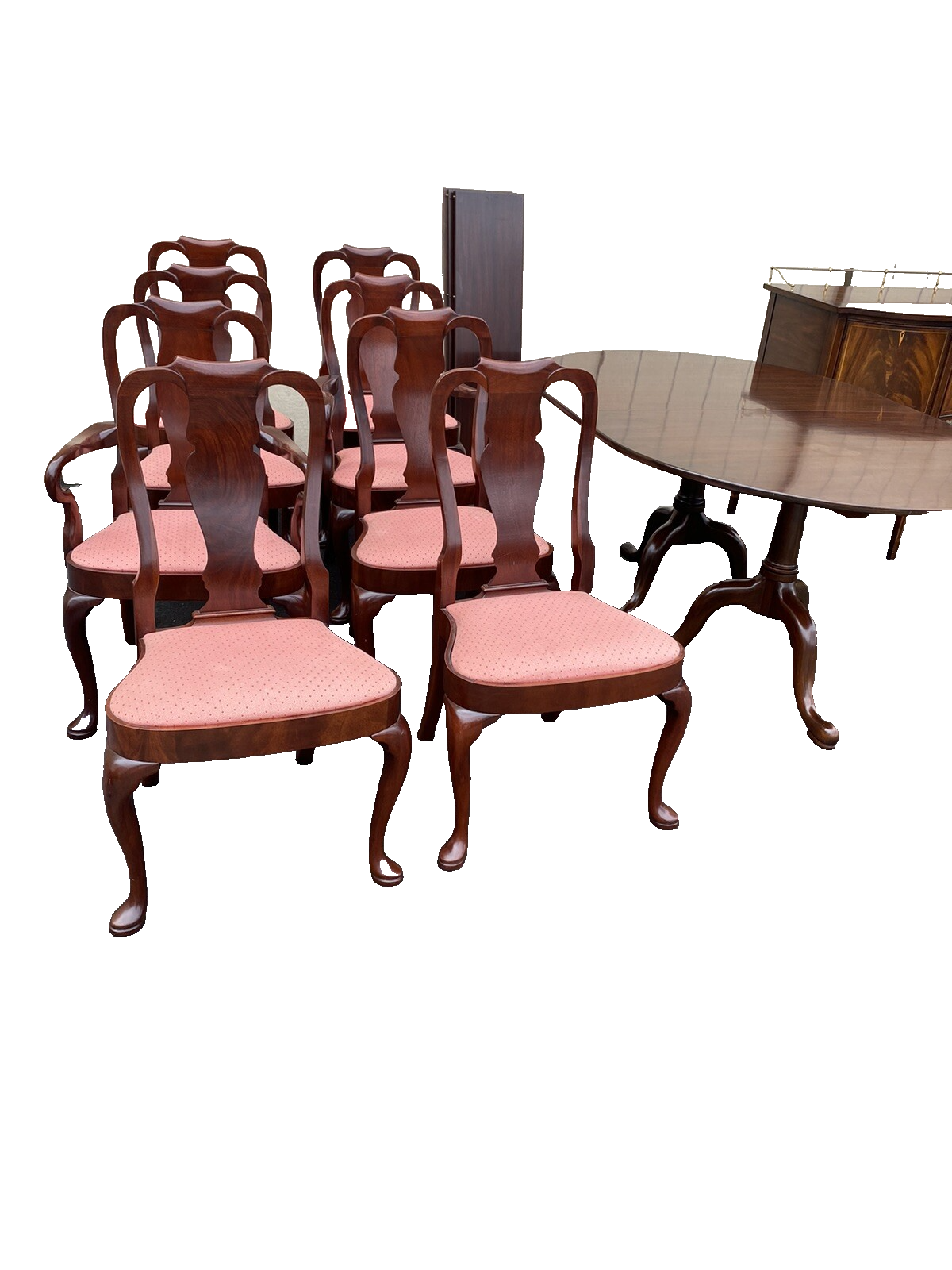 65837   Set of 8 Solid Mahogany Queen Anne Dining Chairs Chair s