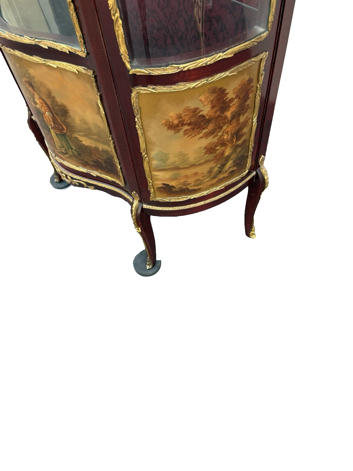 67000 Louis XV Bow Glass Curio China Cabinet with Bronze Ormalu