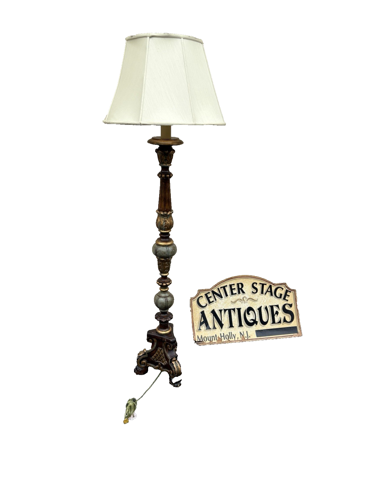 66761    Fancy BRADBURN GALLERY  Decorator Pole Lamp Light with Signed Shade