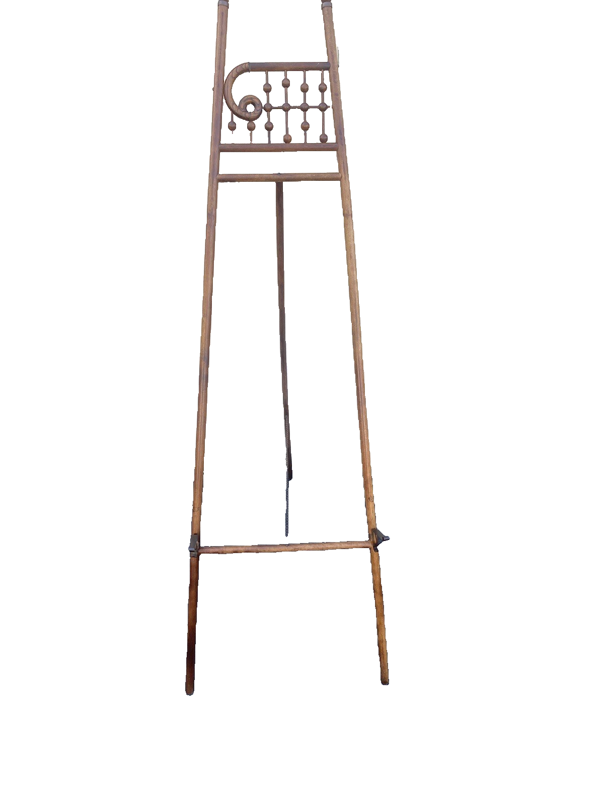 64739  RARE Antique Victorian Oak Stick And Ball Art  Oil Painting EASEL