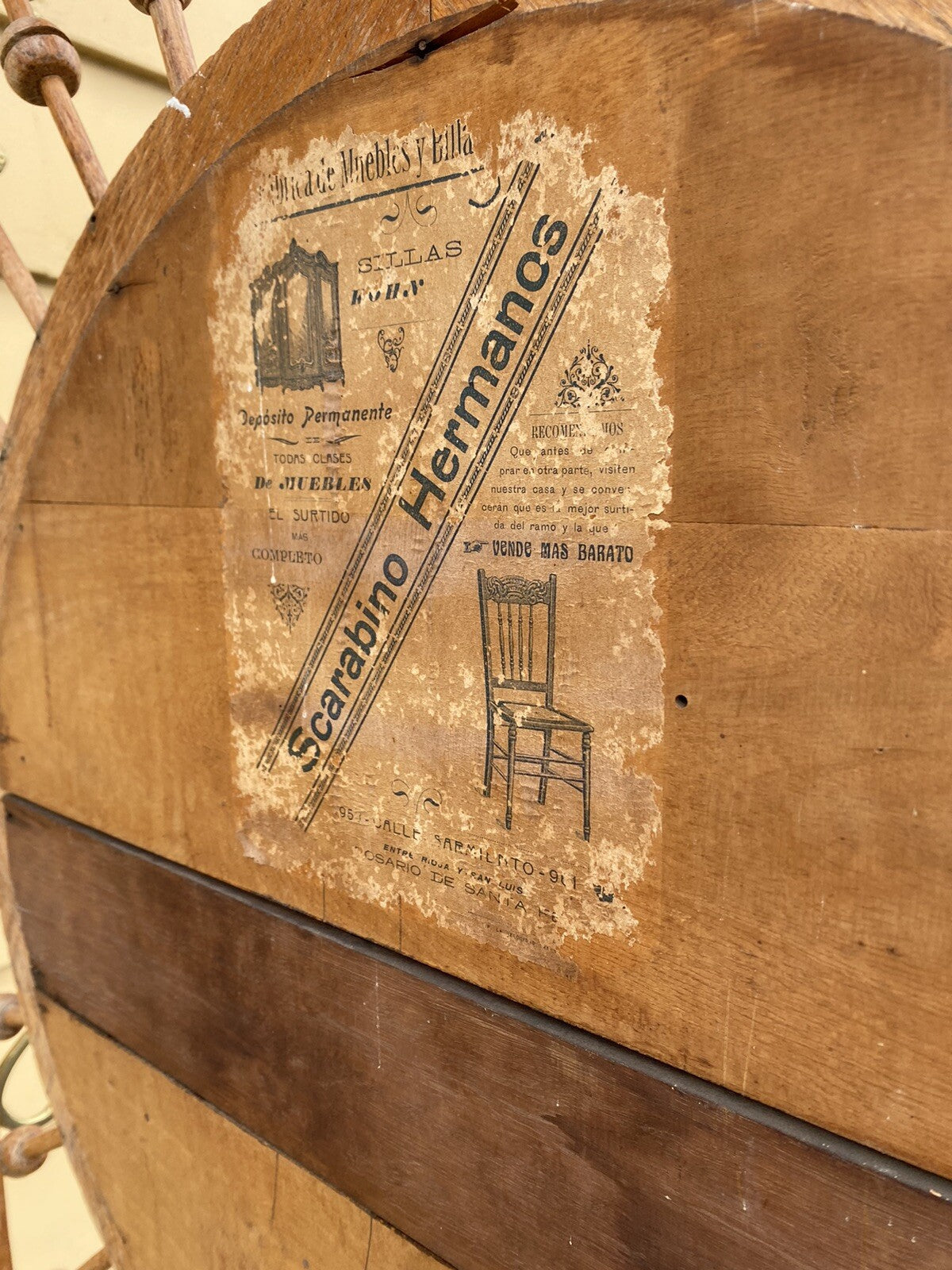 64527 Antique Victorian Oak Stick and Ball Hatrack Hall Seat with Mirror