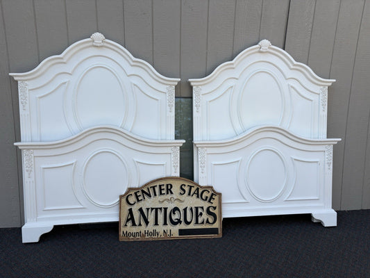 66151 Pair Fancy Twin Size Beds with Factory Finish