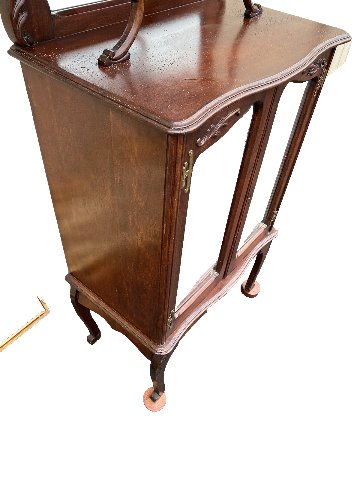 64992   Antique Victorian  Mahogany Mirrored Storage  Cabinet