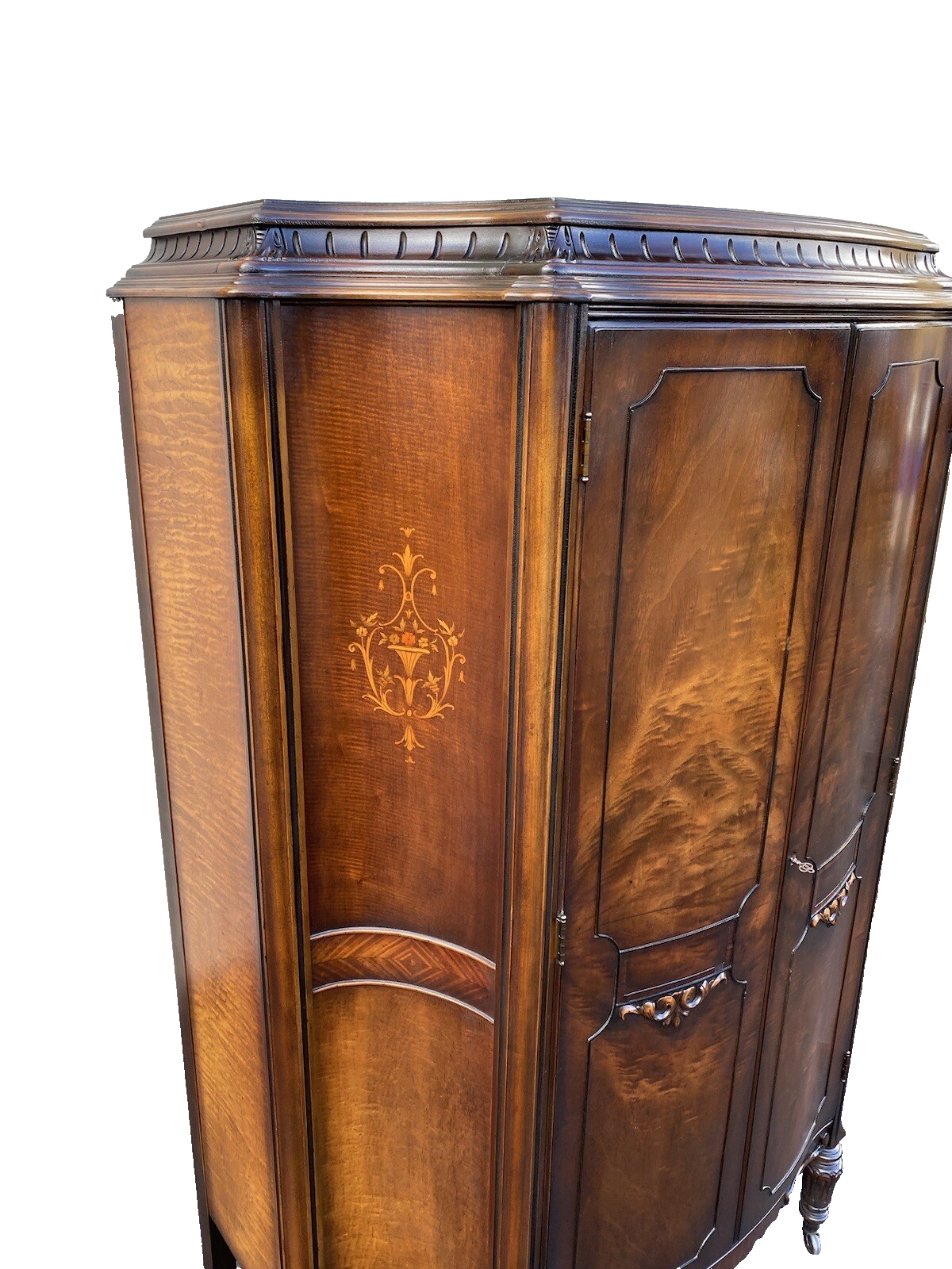 64922 Inlaid Walnut Chifferobe High Chest Dresser