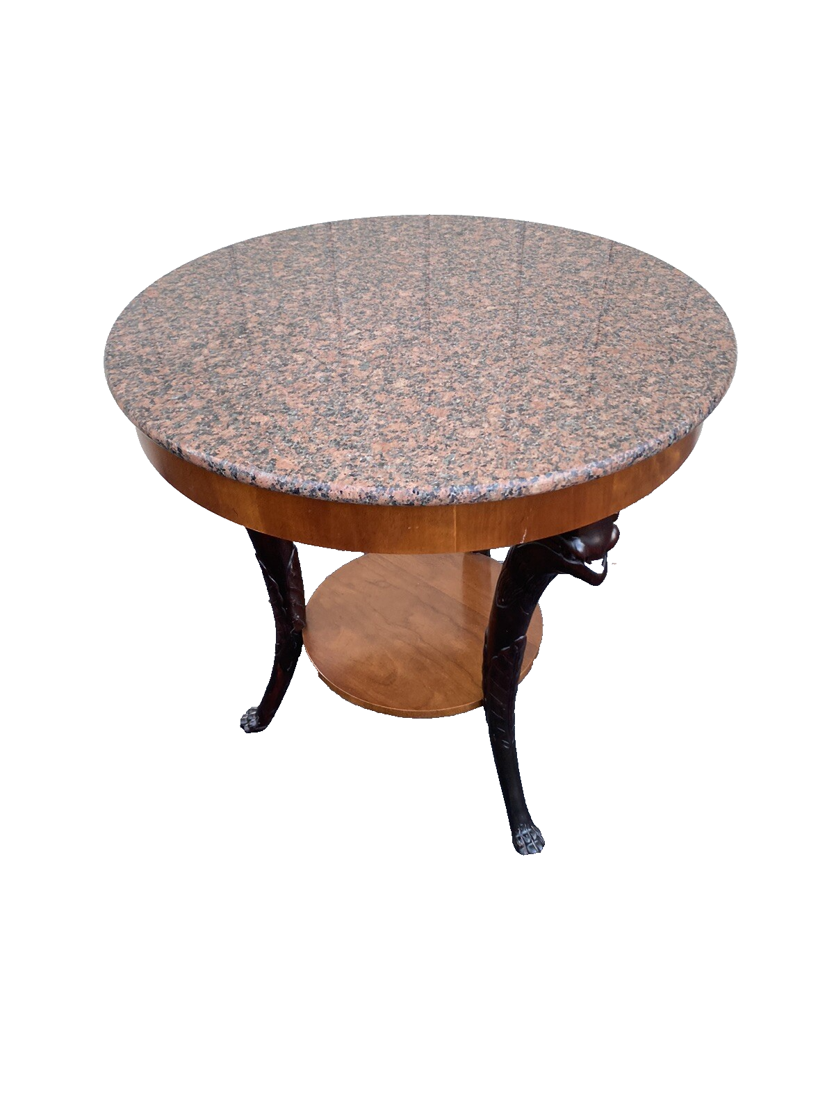 66208 BAKER Furniture Marble Top Lamp Table w/ Bird Carvings