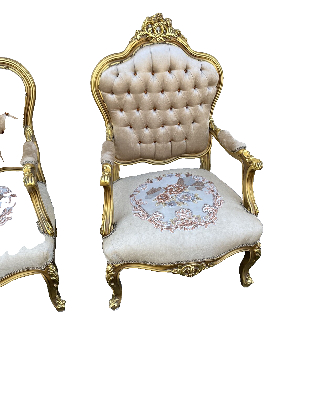65408 Pair Decorator Gold Armchair Chair s