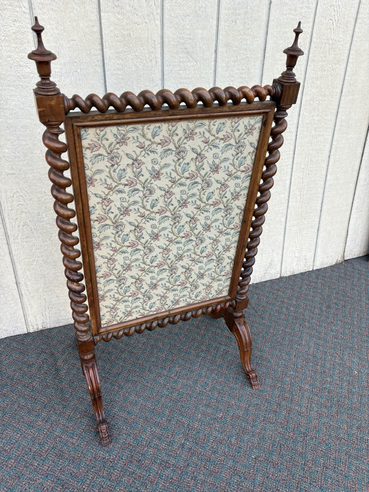 66905   Antique Victorian 2 Sided Walnut Fireplace Mantle Screen