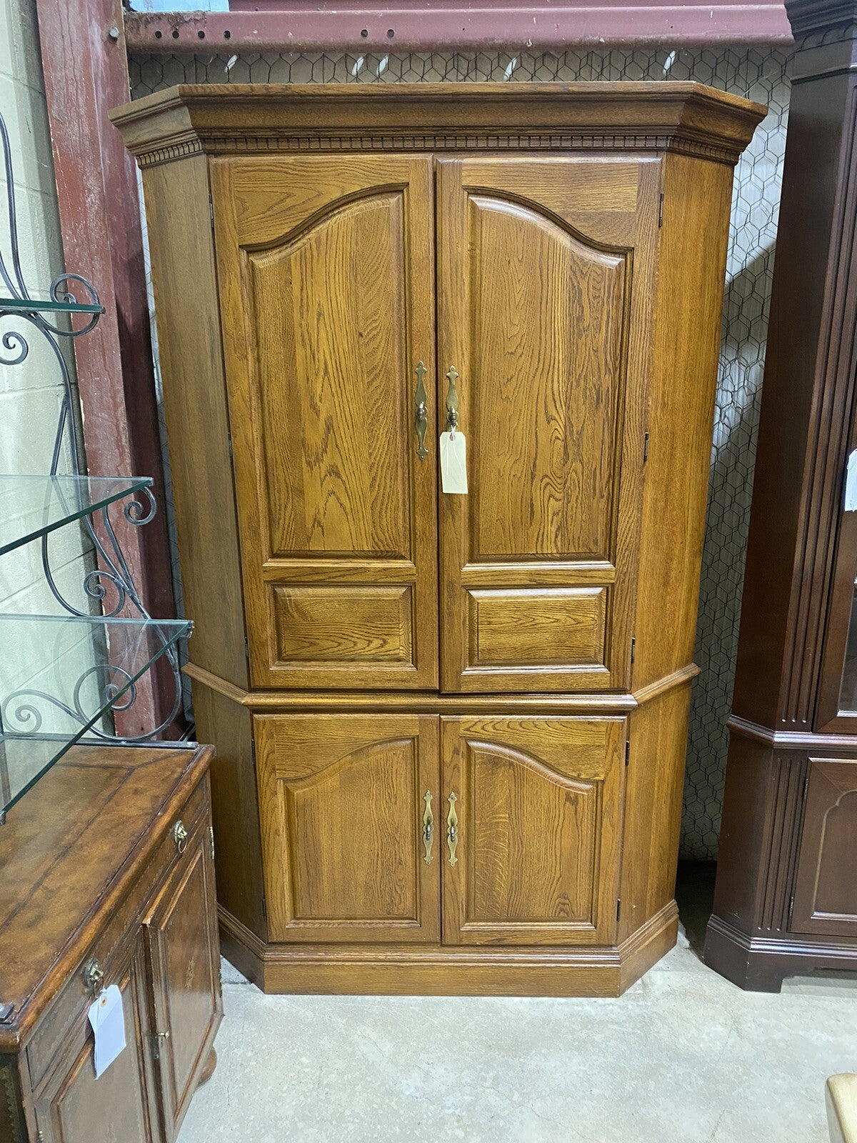 62857 Oak Corner Cabinet Television Stand Entertainment Cabinet