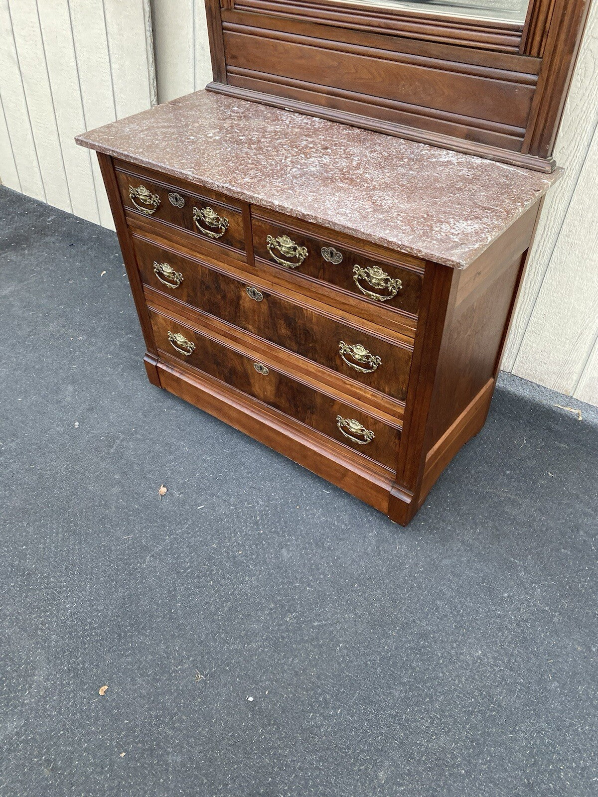 66120   Antique Victorian Marble Top Dresser with Mirror