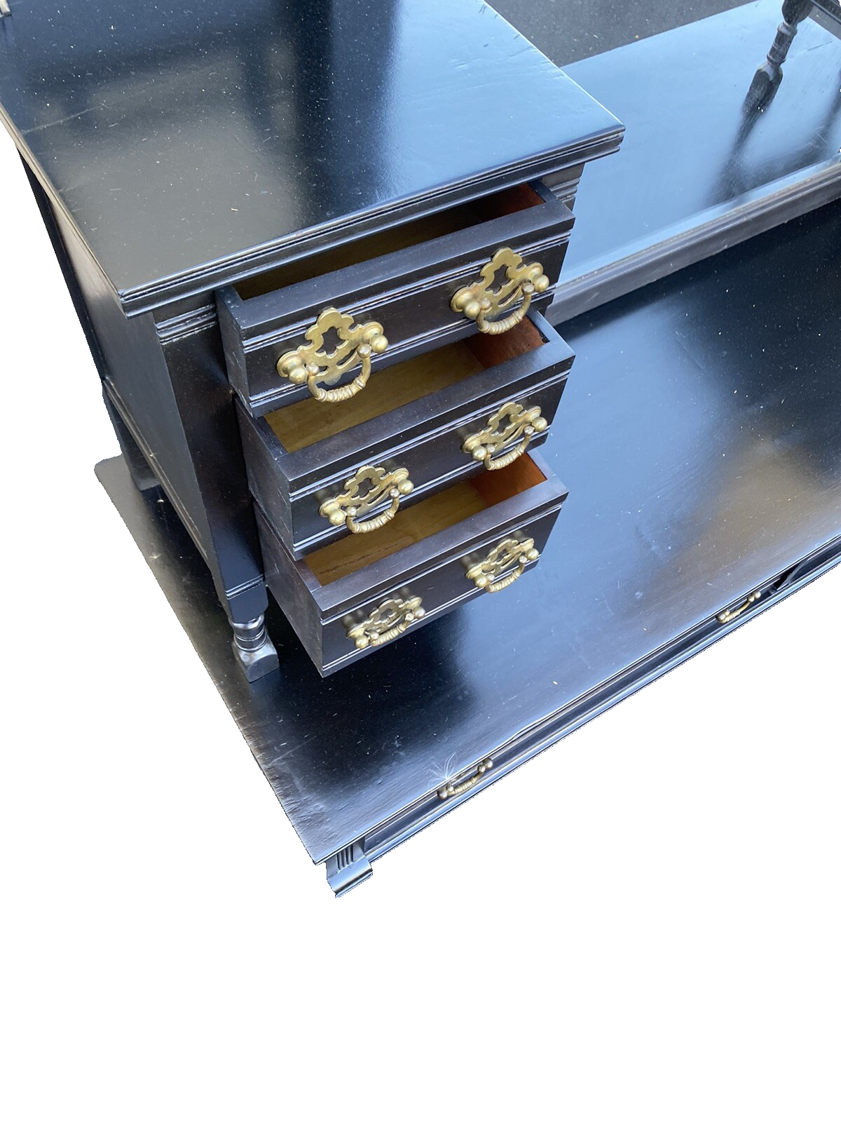 65374 Antique Victorian Ebony Vanity Dressing Mirror RARE FIND