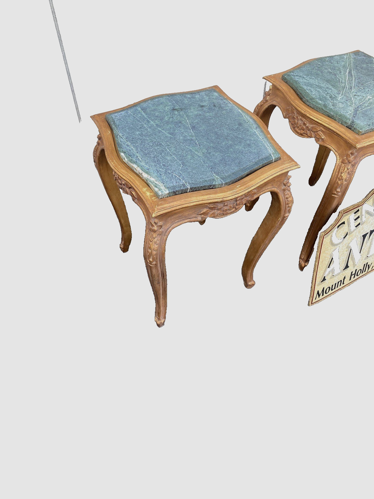 64825 Pair Marble Top Lamp Table Stand s